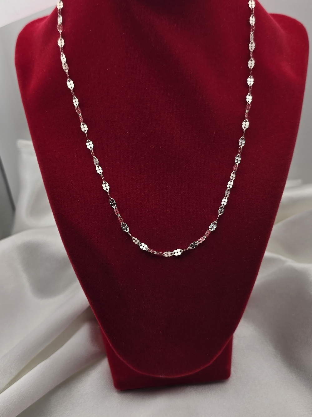 Sterling Silver 925 Twisted Clover Link Chain Necklace